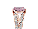 Rose gold Fancy Pink Emerald Cut Diamond Split Shank Pavé Engagement Ring with Four-Prong Setting_78