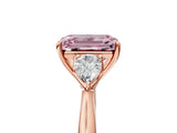 Rose gold Fancy Pink Emerald Cut Diamond Three-Stone Ring with Pear Side Stones and Four-Prong Setting_65