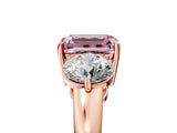Rose gold Fancy Pink Emerald Cut Diamond Three-Stone Ring with Prong Setting and Classic Band_114