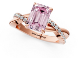Rose gold Fancy Pink Emerald  Cut Diamond Twist Band Solitaire with Prong Setting_59