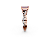 Rose gold Fancy Pink Emerald  Cut Diamond Twist Band Solitaire with Prong Setting_60