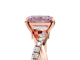 Rose gold Fancy Pink Emerald  Cut Diamond Twist Band Solitaire with Prong Setting_63