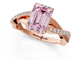 Rose gold Fancy Pink Emerald  Cut Diamond Twisted Band Engagement Ring with Prong Setting_4