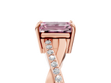 Rose gold Fancy Pink Emerald  Cut Diamond Twisted Band Engagement Ring with Prong Setting_8