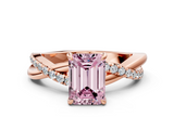 Rose gold Fancy Pink Emerald  Cut Diamond Twisted Band with Pavé Setting and Four-Prong Setting_20