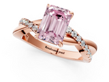 Rose gold Fancy Pink Emerald  Cut Diamond Twisted Band with Pavé Setting and Four-Prong Setting_21