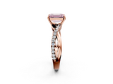 Rose gold Fancy Pink Emerald  Cut Diamond Twisted Band with Pavé Setting and Four-Prong Setting_22
