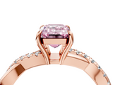 Rose gold Fancy Pink Emerald  Cut Diamond Twisted Band with Pavé Setting and Four-Prong Setting_24