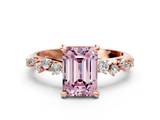 Rose gold Fancy Pink Emerald  Cut Diamond Vine Band with Four-Prong Setting_40