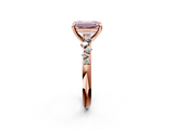Rose gold Fancy Pink Emerald  Cut Diamond Vine Band with Four-Prong Setting_42