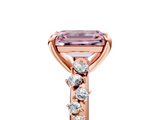 Rose gold Fancy Pink Emerald  Cut Diamond Vine Band with Four-Prong Setting_45