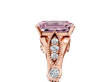 Rose gold Fancy Pink Emerald  Cut Diamond with Milgrain Marquise and Bezel Accents on a Solitaire Band with Prong Setting_213