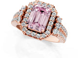 Rose gold Fancy Pink Emerald  Cut Double Halo Diamond Engagement Ring with Pave Band and Four-Prong Setting_60