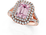 Rose gold Fancy Pink Emerald  Cut Double Halo Split Shank Diamond Ring with Prong Setting_50