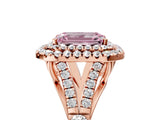 Rose gold Fancy Pink Emerald  Cut Double Halo Split Shank Diamond Ring with Prong Setting_54