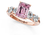 Rose gold Fancy Pink Emerald  Cut Five-Stone Prong Set Diamond Ring with Classic Band_32