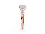 Rose gold Fancy Pink Emerald  Cut Five-Stone Prong Set Diamond Ring with Classic Band_33