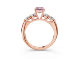 Rose gold Fancy Pink Emerald  Cut Five-Stone Prong Set Diamond Ring with Classic Band_34