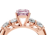 Rose gold Fancy Pink Emerald  Cut Five-Stone Prong Set Diamond Ring with Classic Band_35