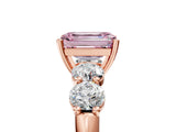 Rose gold Fancy Pink Emerald  Cut Five-Stone Prong Set Diamond Ring with Classic Band_36