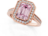 Rose gold Fancy Pink Emerald Cut Halo Bezel Diamond Pave Band Ring_1