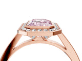 Rose gold Fancy Pink Emerald Cut Halo Bezel Diamond Pave Band Ring_4