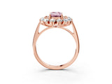 Rose gold Fancy Pink Emerald Cut Halo Cluster Diamond Ring with Pave Band and Four-Prong Setting_15