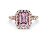 Rose gold Fancy Pink Emerald  Cut Halo Diamond Engagement Ring with Pave Band and Four-Prong Setting_20