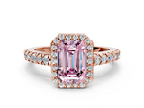 Rose gold Fancy Pink Emerald  Cut Halo Diamond Engagement Ring with Pave Band and Four-Prong Setting_28