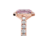 Rose gold Fancy Pink Emerald  Cut Halo Diamond Engagement Ring with Pave Band and Four-Prong Setting_33