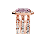 Rose gold Fancy Pink Emerald  Cut Halo Diamond Engagement Ring with Split Shank and Four-Prong Setting_25