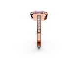Rose gold Fancy Pink Emerald  Cut Halo Diamond Pave Band Ring with Four-Prong Setting_116