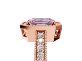 Rose gold Fancy Pink Emerald  Cut Halo Diamond Pave Band Ring with Four-Prong Setting_119