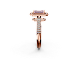 Rose gold Fancy Pink Emerald  Cut Halo Diamond Pave Band with Four-Prong Setting_37
