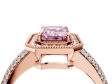 Rose gold Fancy Pink Emerald  Cut Halo Diamond Pave Band with Four-Prong Setting_39