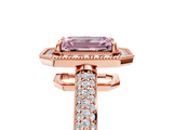Rose gold Fancy Pink Emerald  Cut Halo Diamond Pave Band with Four-Prong Setting_40