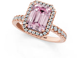 Rose gold Fancy Pink Emerald Cut Halo Diamond Pave Band with Prong Setting_1