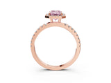 Rose gold Fancy Pink Emerald Cut Halo Diamond Pave Band with Prong Setting_3