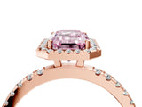 Rose gold Fancy Pink Emerald Cut Halo Diamond Pave Band with Prong Setting_4
