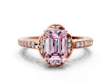 Rose gold Fancy Pink Emerald  Cut Halo Diamond Ring with Channel Set Band and Four-Prong Setting_31