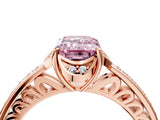 Rose gold Fancy Pink Emerald  Cut Halo Diamond Ring with Channel Set Band and Four-Prong Setting_35