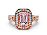 Rose gold Fancy Pink Emerald  Cut Halo Diamond Ring with Pavé Band and Four-Prong Setting_69