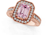 Rose gold Fancy Pink Emerald  Cut Halo Diamond Ring with Pavé Band and Four-Prong Setting_70