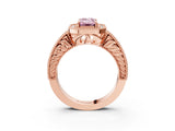 Rose gold Fancy Pink Emerald  Cut Halo Diamond Ring with Pavé Band and Four-Prong Setting_72