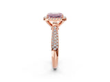 Rose gold Fancy Pink Emerald Cut Halo Diamond Ring with Pavé Band_2