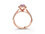 Rose gold Fancy Pink Emerald Cut Halo Diamond Ring with Pavé Band_3