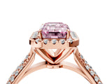 Rose gold Fancy Pink Emerald Cut Halo Diamond Ring with Pavé Band_4