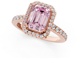 Rose gold Fancy Pink Emerald  Cut Halo Diamond Ring with Pave Band and Four-Prong Setting_18