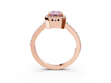 Rose gold Fancy Pink Emerald  Cut Halo Diamond Ring with Pave Band and Four-Prong Setting_20