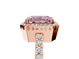 Rose gold Fancy Pink Emerald  Cut Halo Diamond Ring with Pave Band and Four-Prong Setting_22